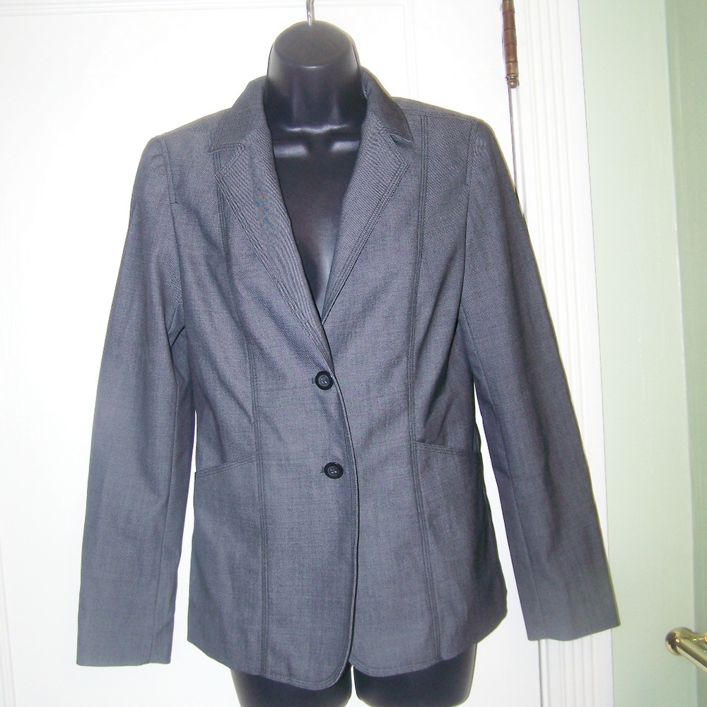 Express Womens Blazer Jacket Gray Stretch 3/4 Line - Picture 1 of 8